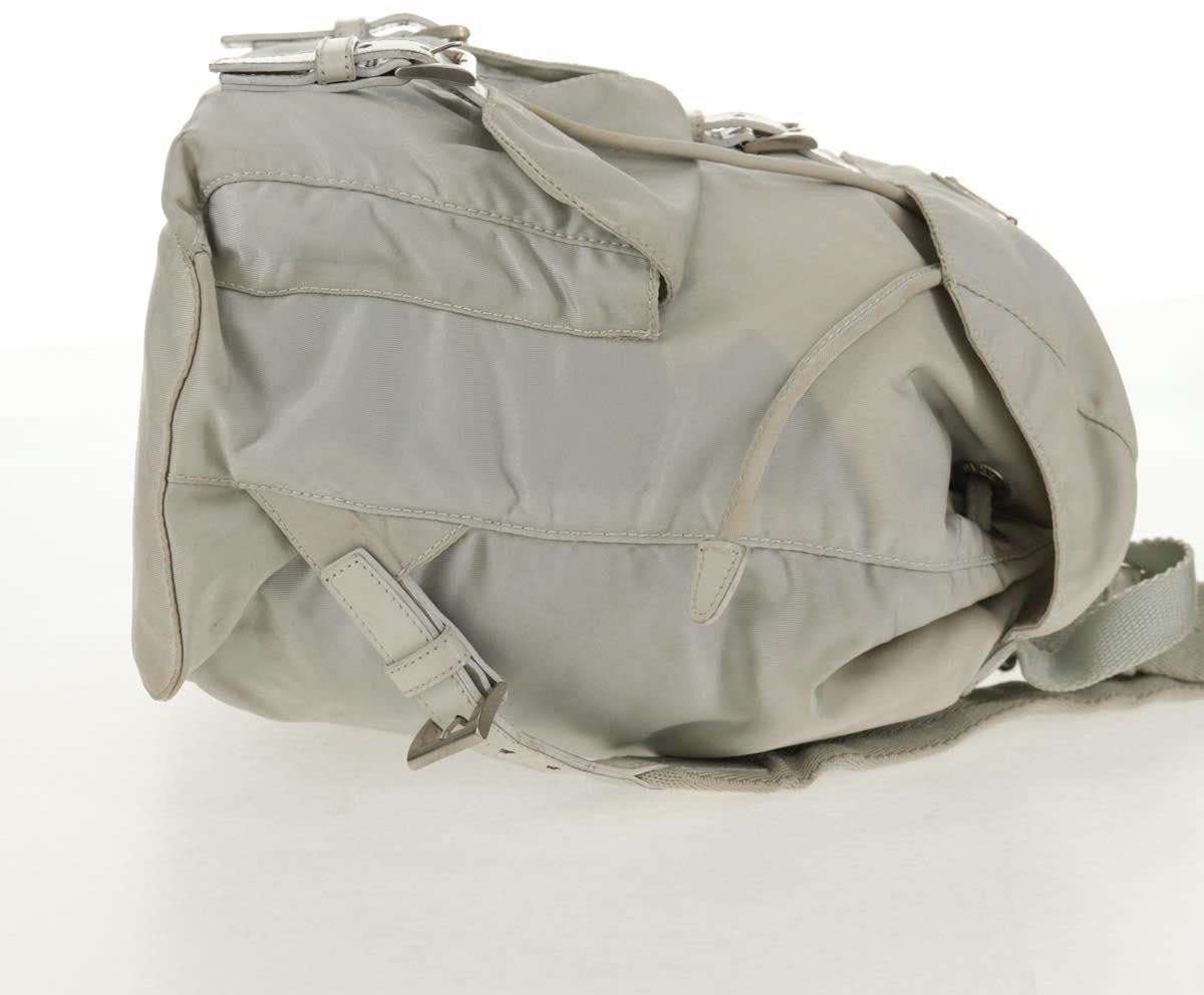 Prada Prada Double Pocket Backpack Chain Shoulder Bag Re-Nylon Mini Grijs