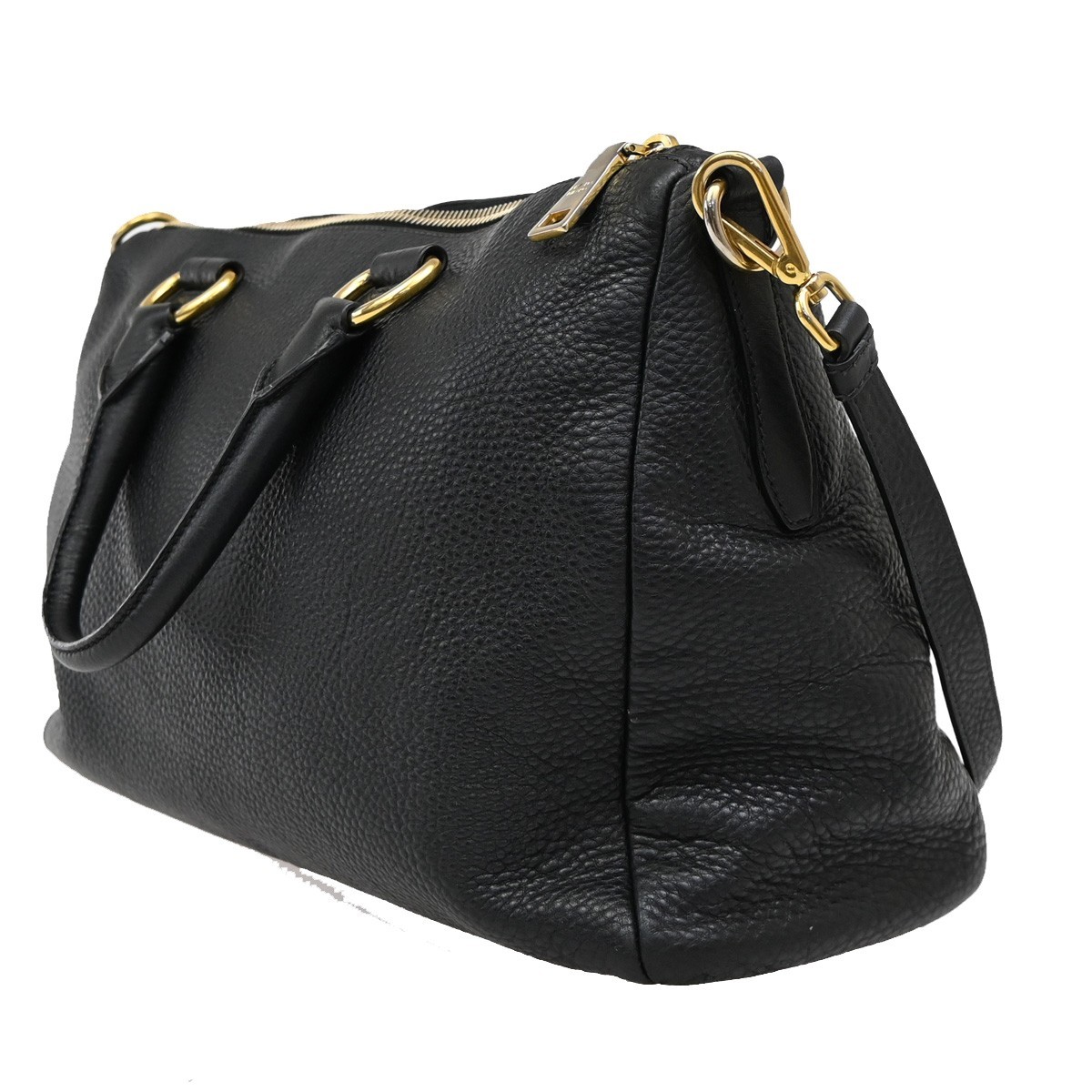 Prada Prada Convertible Boston Bag Vitello Daino Medium Zwart