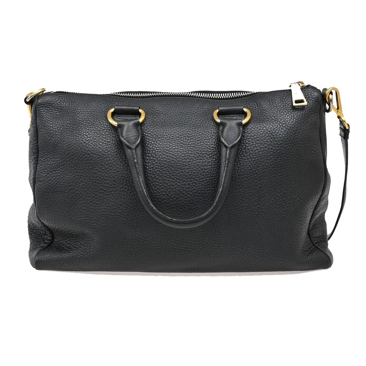 Prada Prada Convertible Boston Bag Vitello Daino Medium Zwart