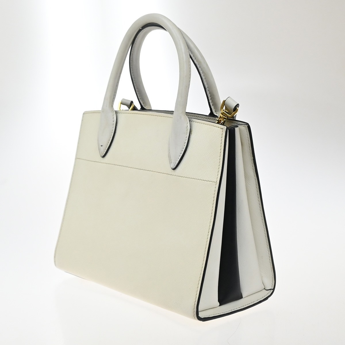 Prada Prada Bibliotheque Tote Saffiano with City Calf Medium Wit