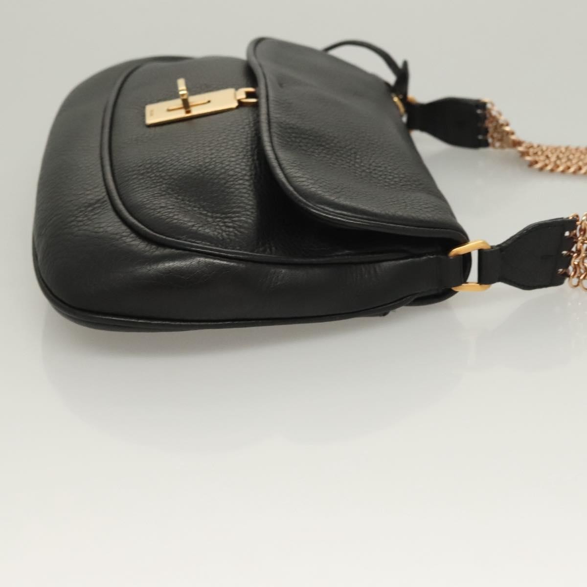 Prada Prada Vintage Chain Flap Shoulder Bag Leather Medium Zwart