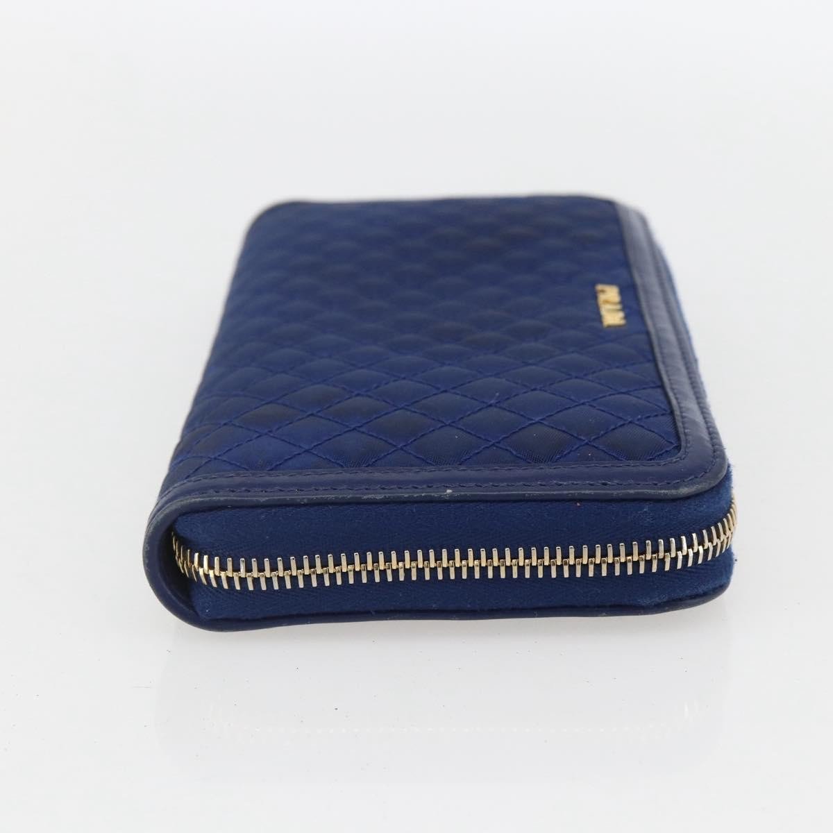 Prada Prada Zip Around Organizer Wallet Saffiano Leather with Applique Blauw