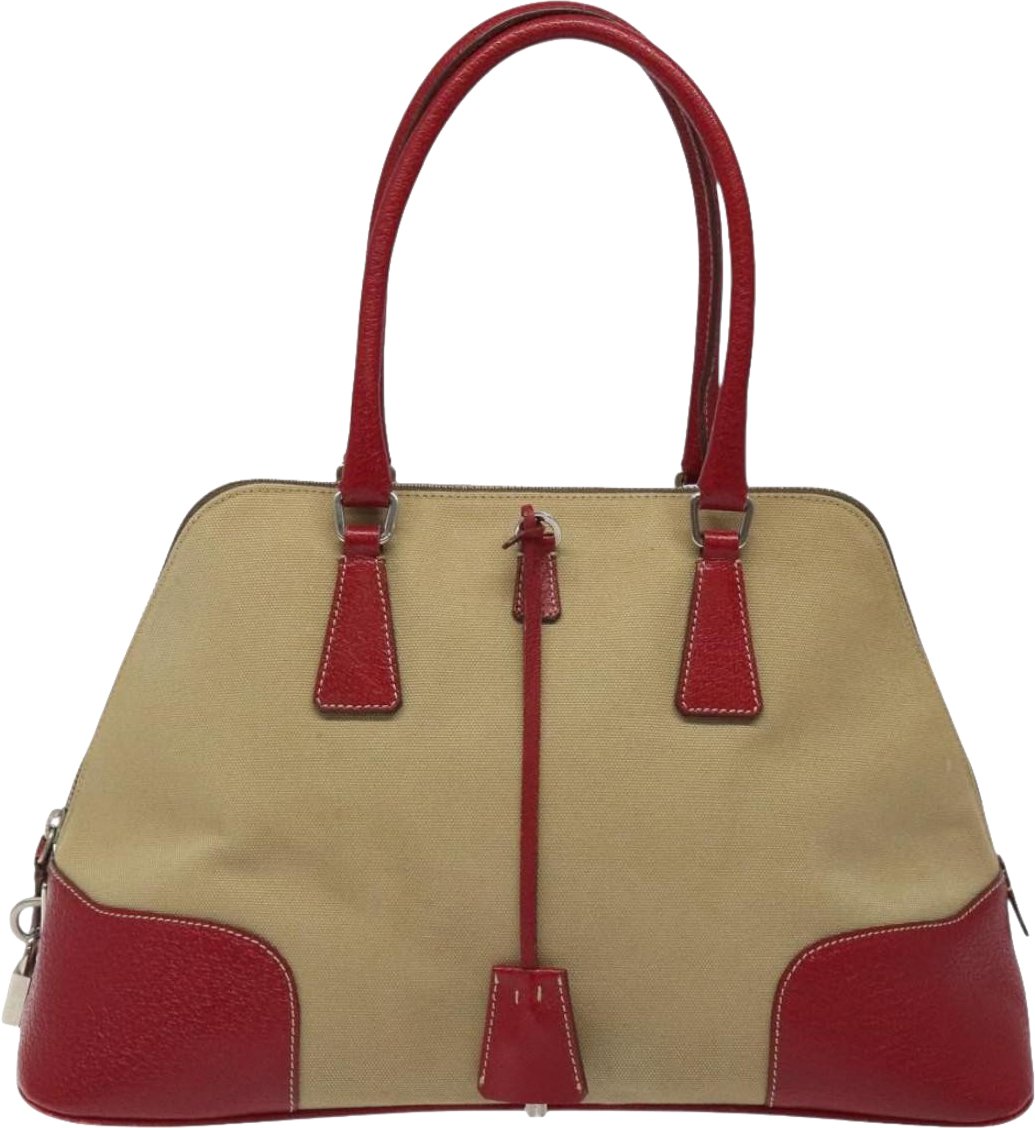 Prada Promenade Tote Canvas and Leather Large Beige