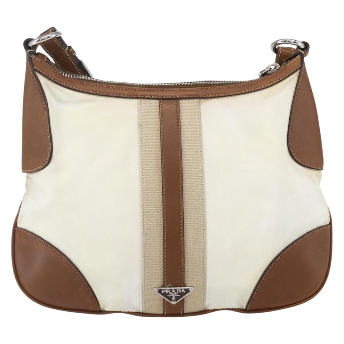 Prada Prada Vintage Shoulder Bag Nylon and Leather Beige