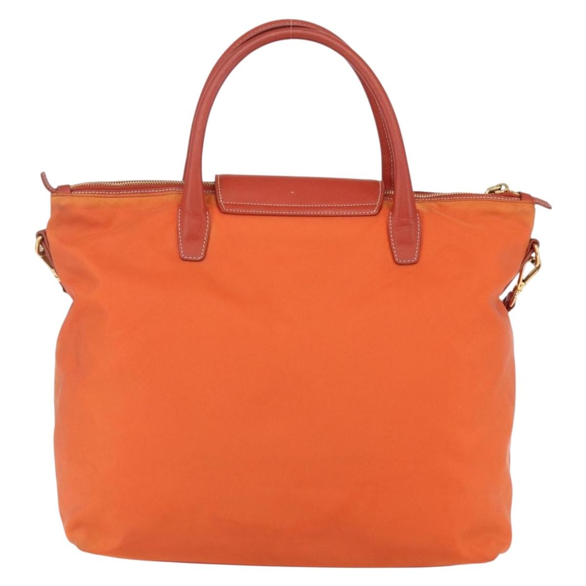 Prada Prada Convertible Flap Tote Tessuto and Saffiano Leather Medium Oranje