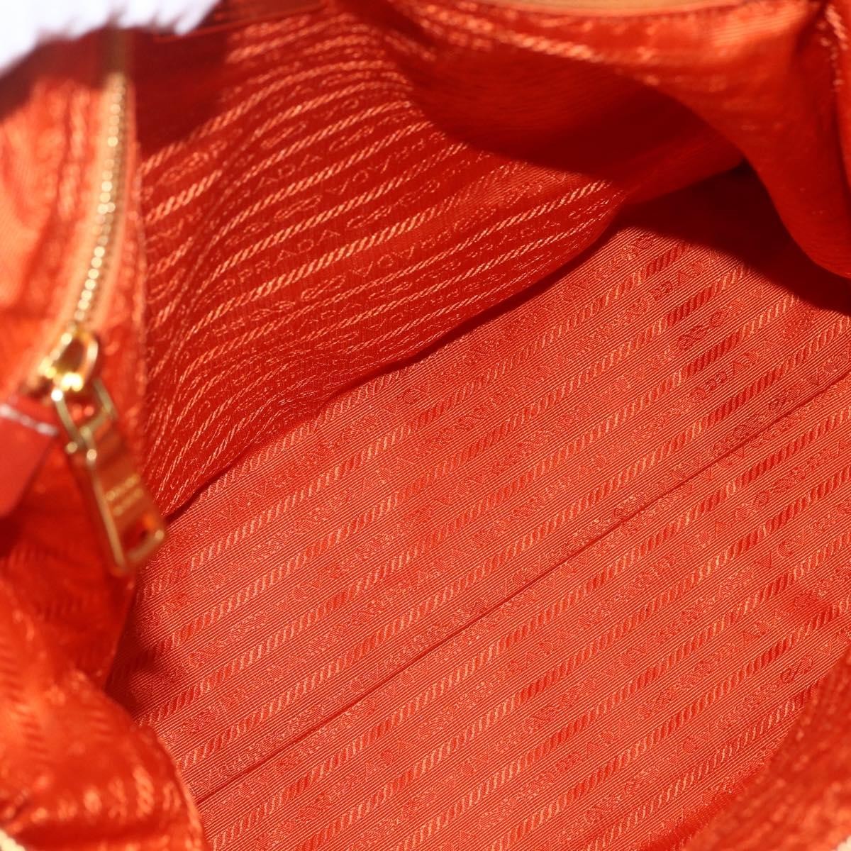 Prada Prada Convertible Flap Tote Tessuto and Saffiano Leather Medium Oranje