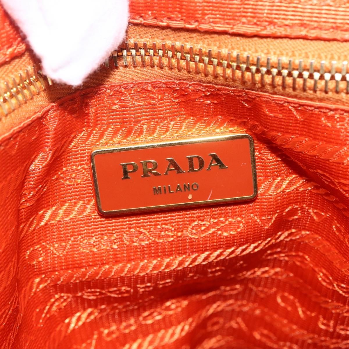Prada Prada Convertible Flap Tote Tessuto and Saffiano Leather Medium Oranje