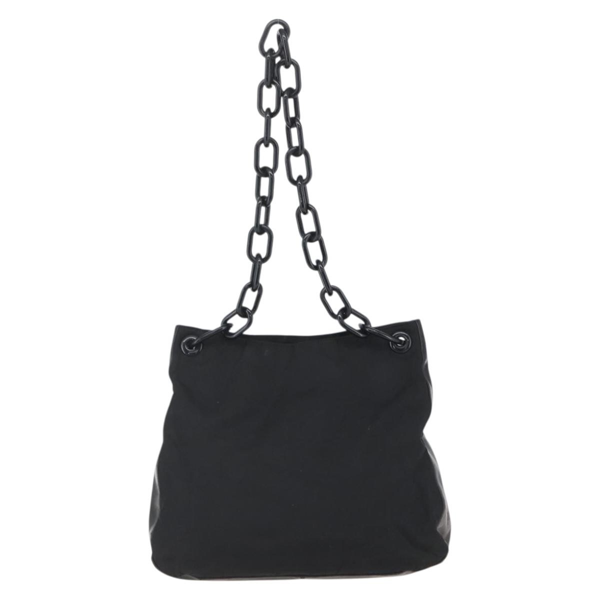 Prada Prada Chain Shoulder Bag Tessuto Medium Zwart