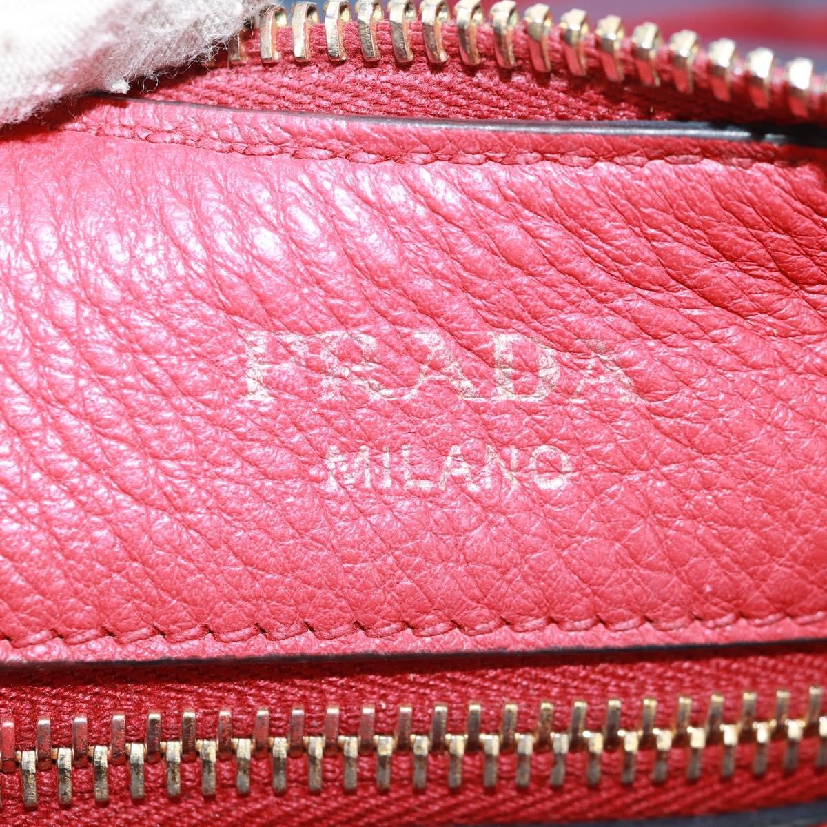 Prada Prada Striped Strap Zip Hobo Vitello Daino Medium Rood