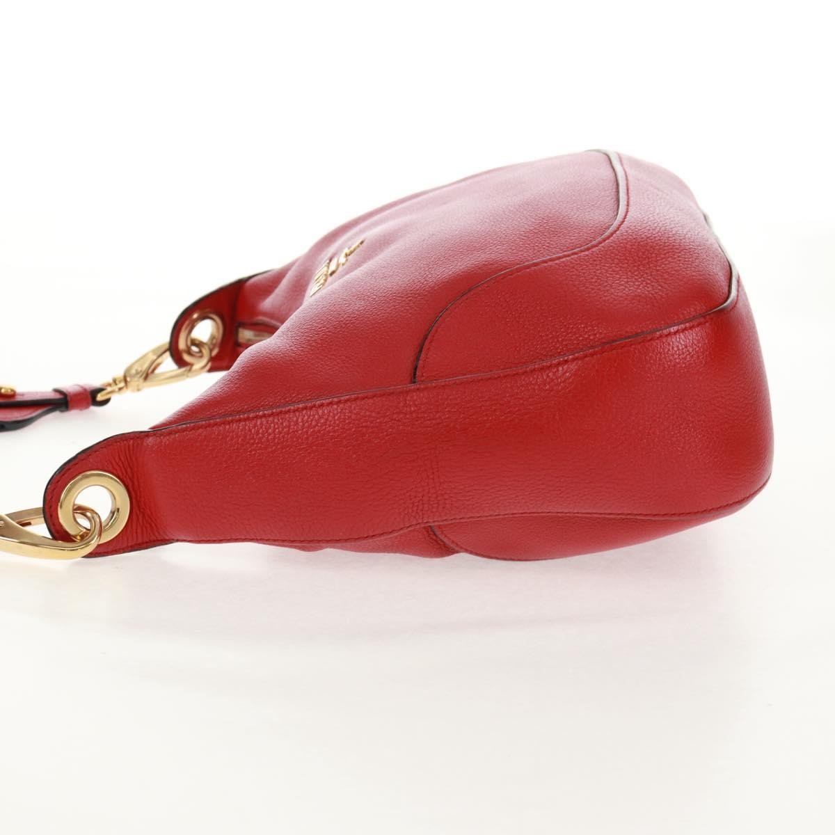 Prada Prada Striped Strap Zip Hobo Vitello Daino Medium Rood