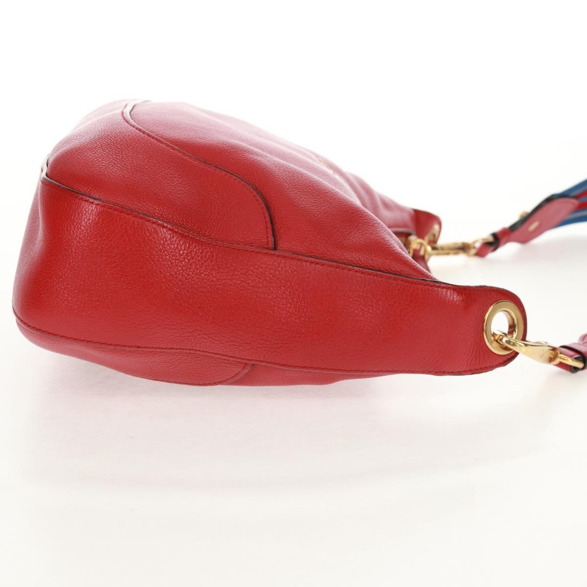 Prada Prada Striped Strap Zip Hobo Vitello Daino Medium Rood