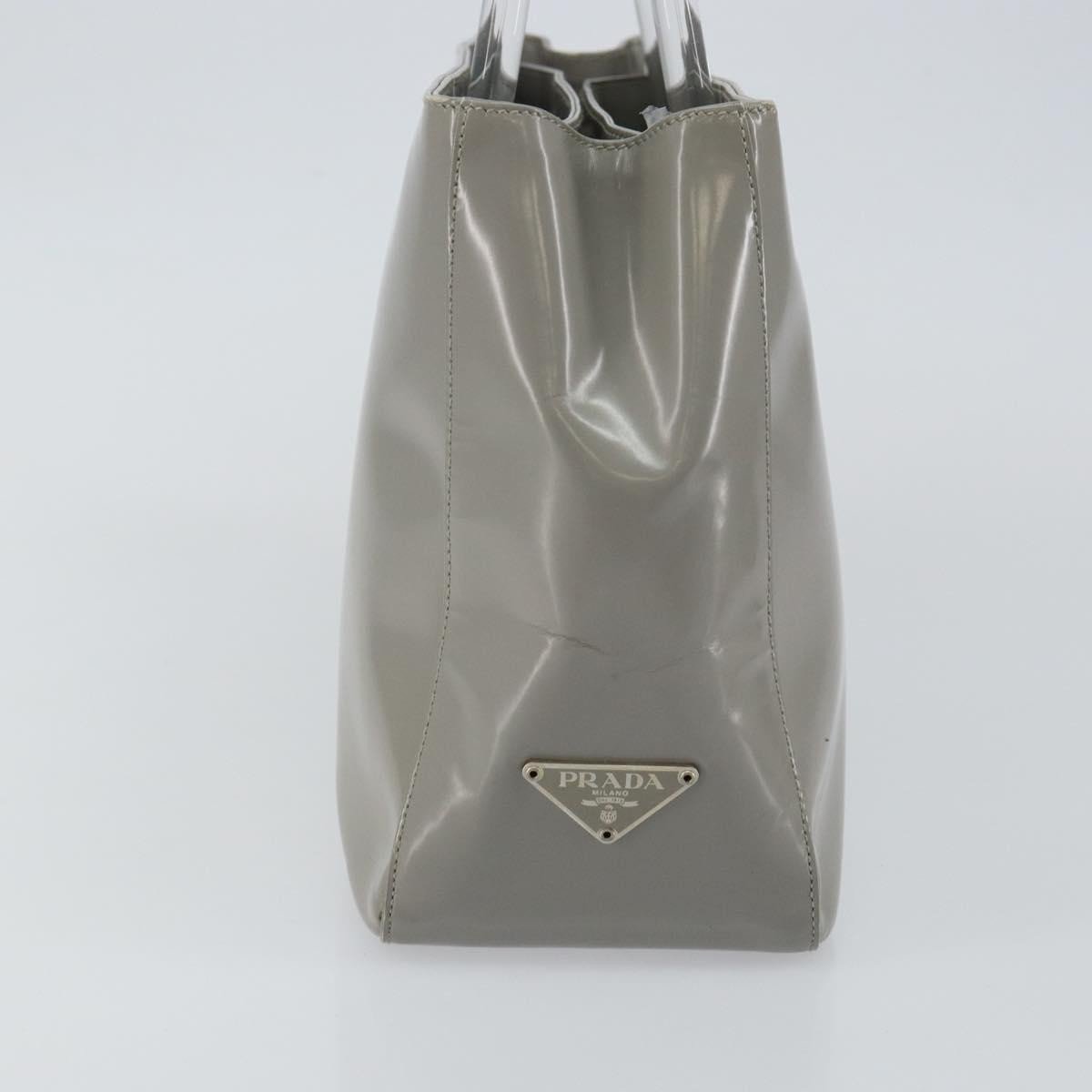 Prada Resin Handle Tote Patent Leather Grijs