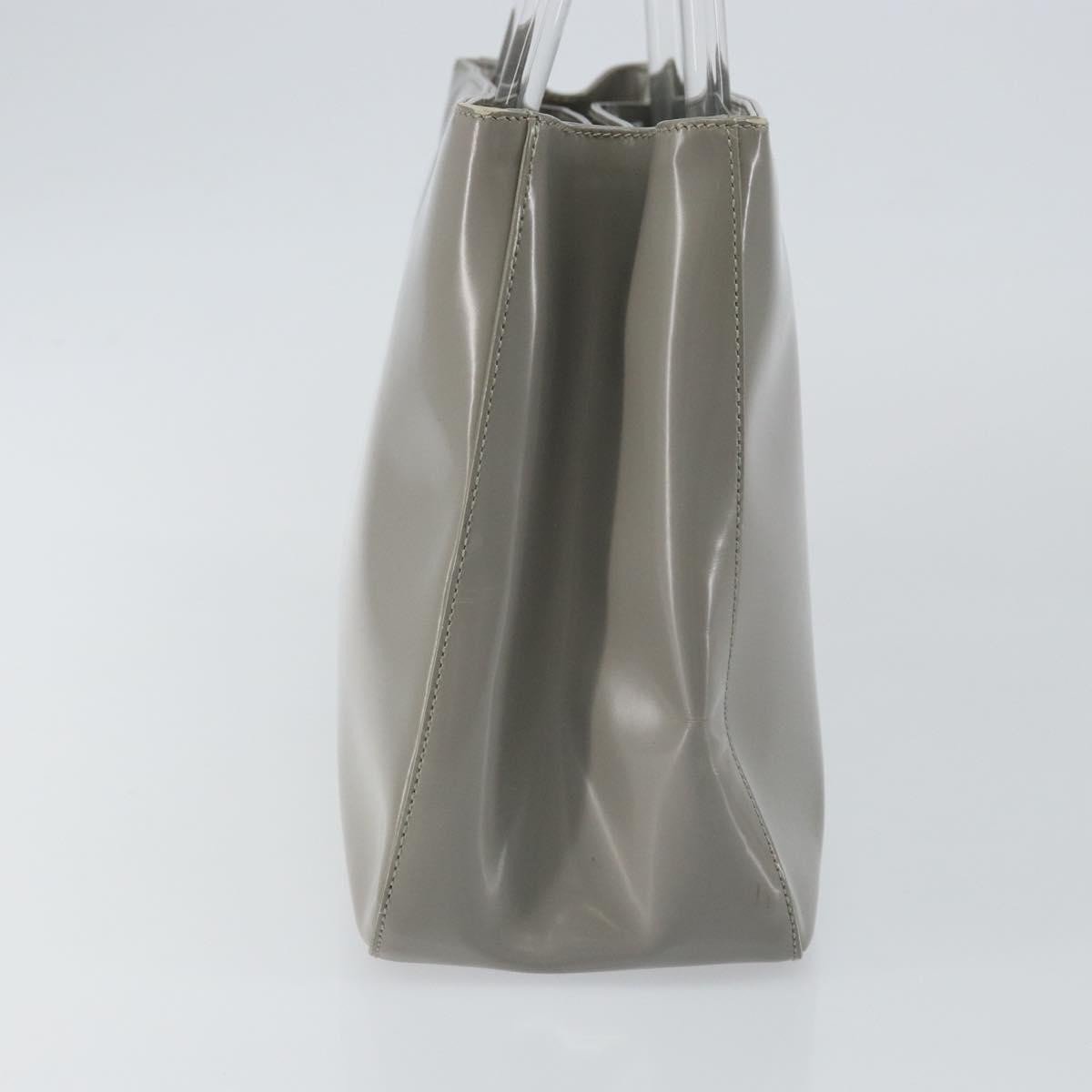 Prada Resin Handle Tote Patent Leather Grijs