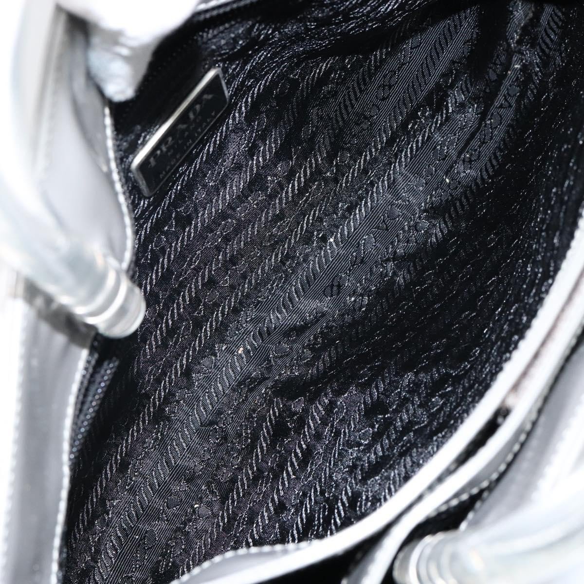 Prada Resin Handle Tote Patent Leather Grijs