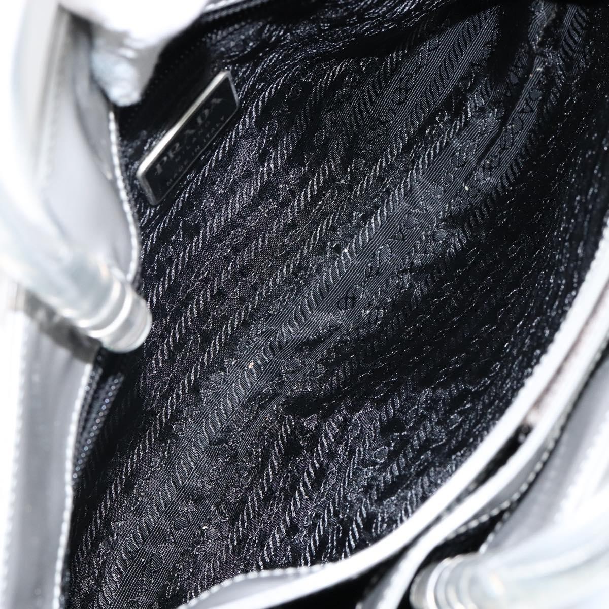 Prada Prada Resin Handle Tote Patent Leather Grijs