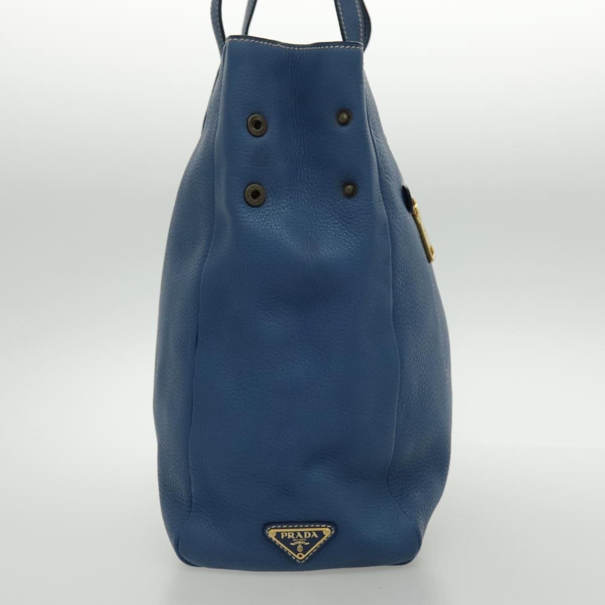 Prada Prada Front Pocket Tote Vitello Daino Medium Blauw
