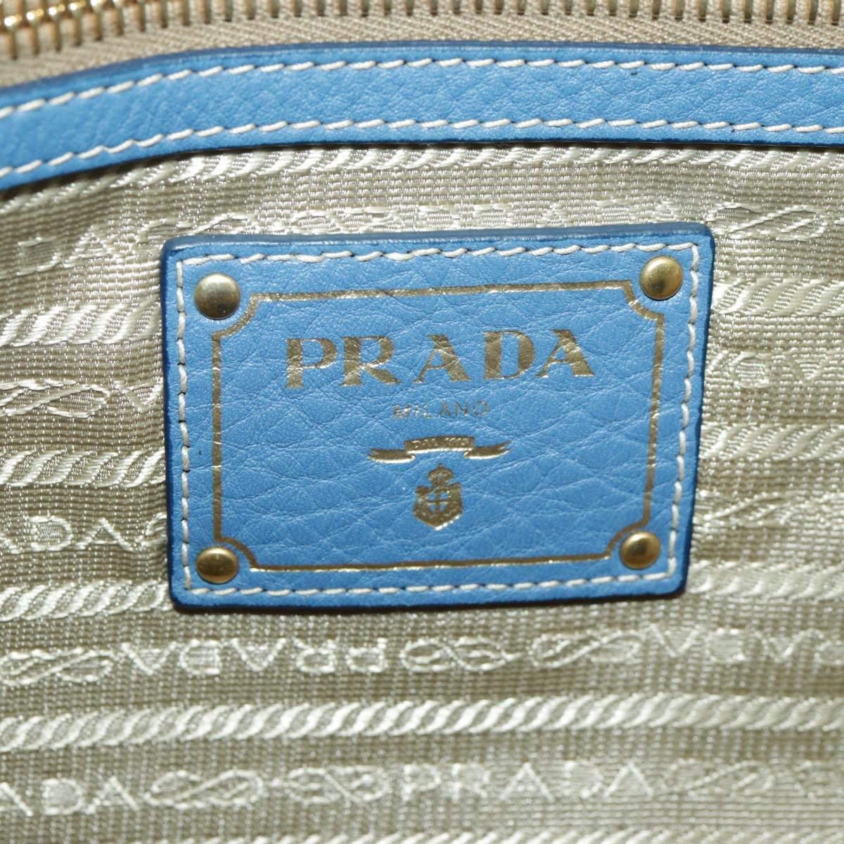 Prada Prada Front Pocket Tote Vitello Daino Medium Blauw