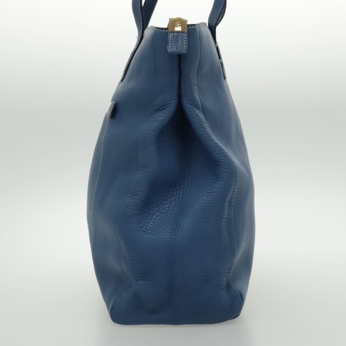 Prada Prada Front Pocket Tote Vitello Daino Medium Blauw