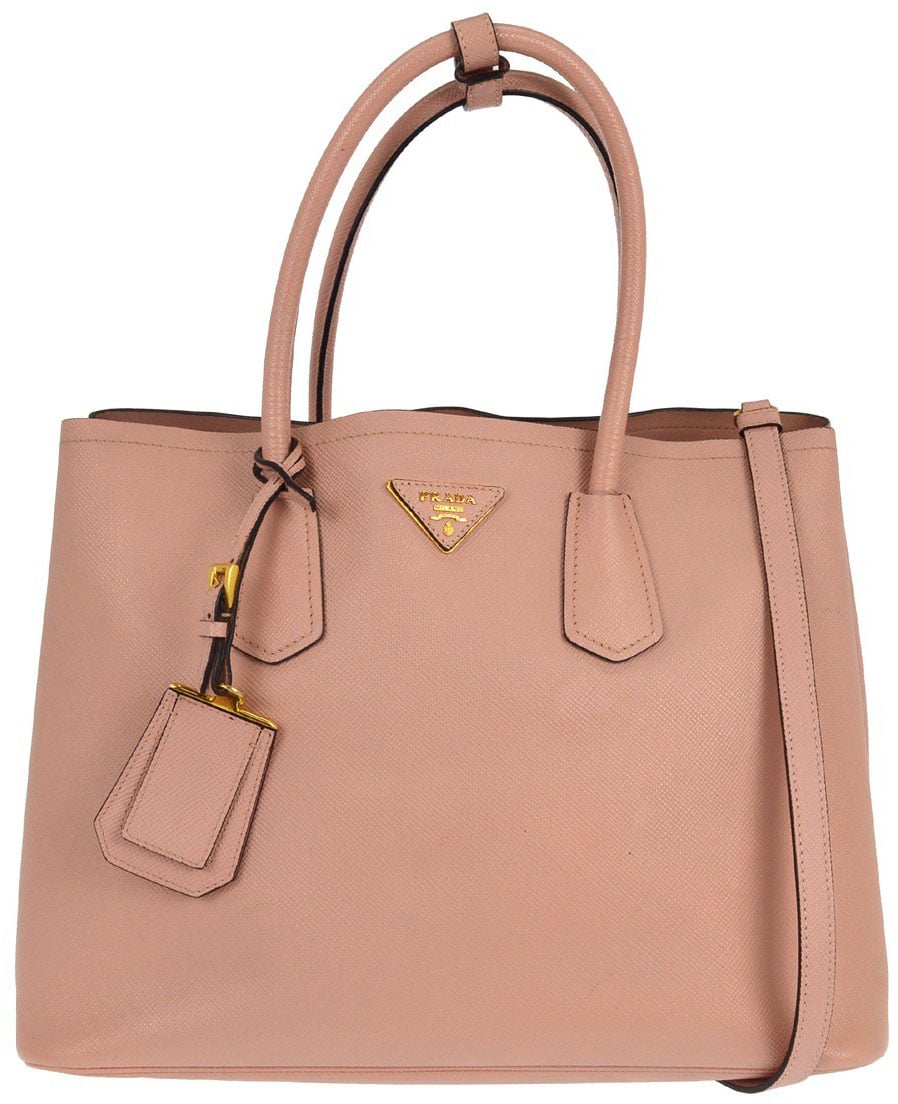 Prada Prada Cuir Double Tote Saffiano Leather Medium Roze