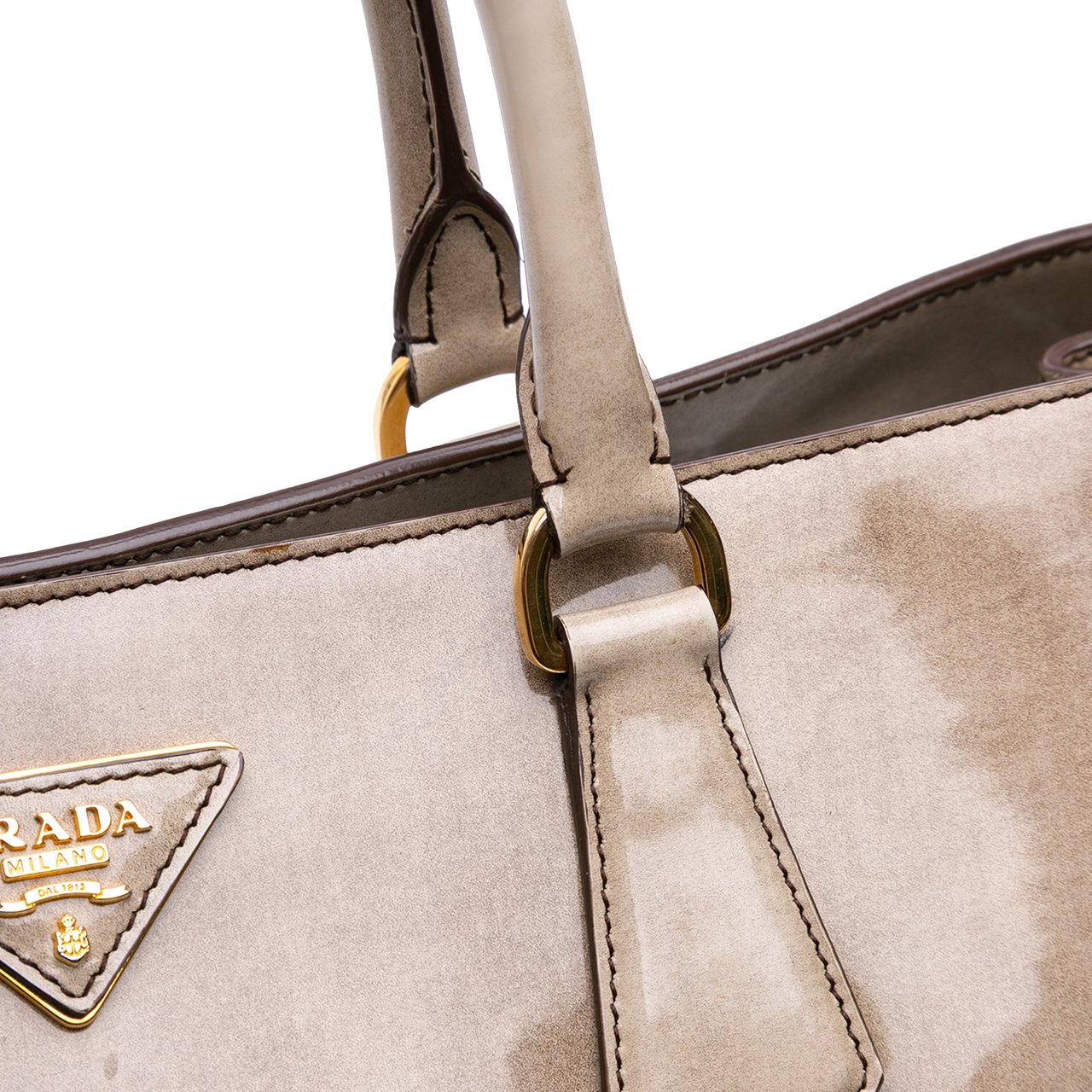 Prada Large Spazzolato Fume Galleria Tote Bruin