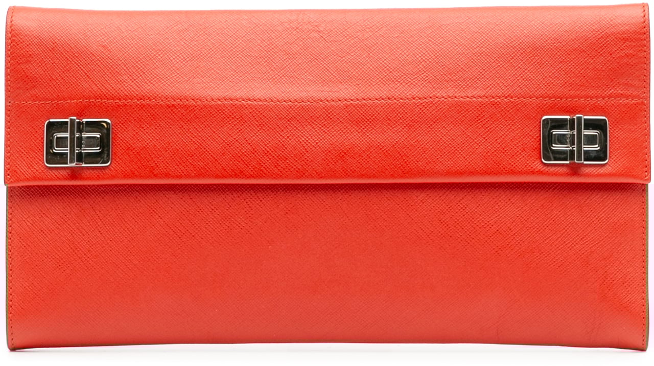 Prada Saffiano Flap Clutch Rood