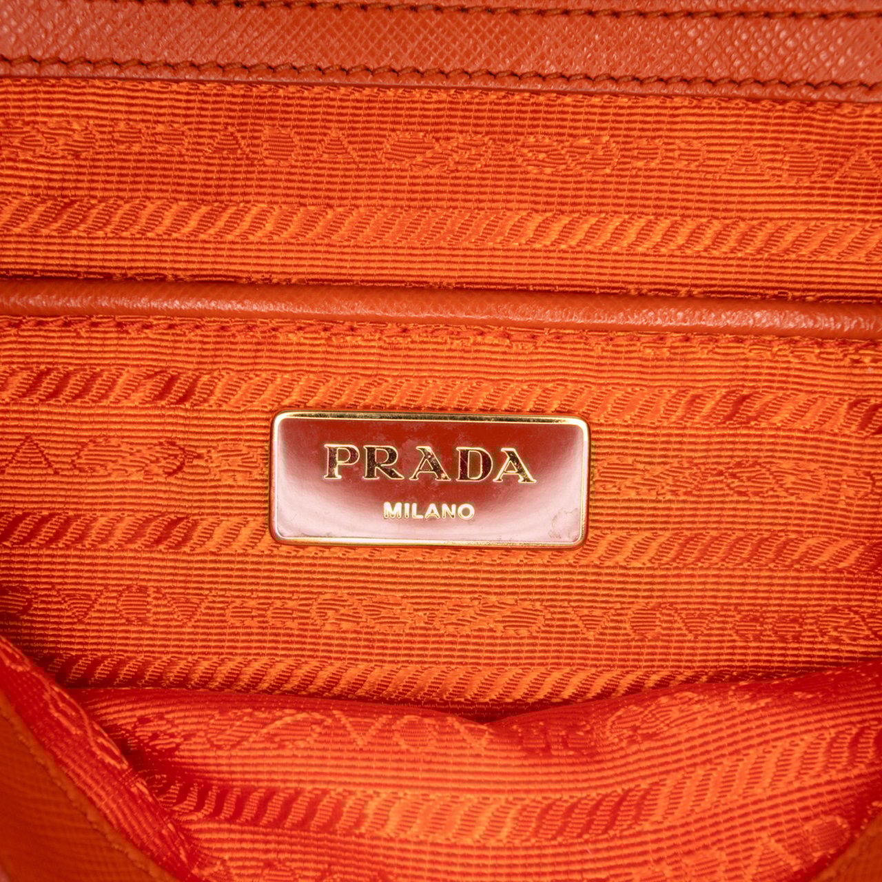 Prada Medium Saffiano Lux Promenade Satchel Oranje