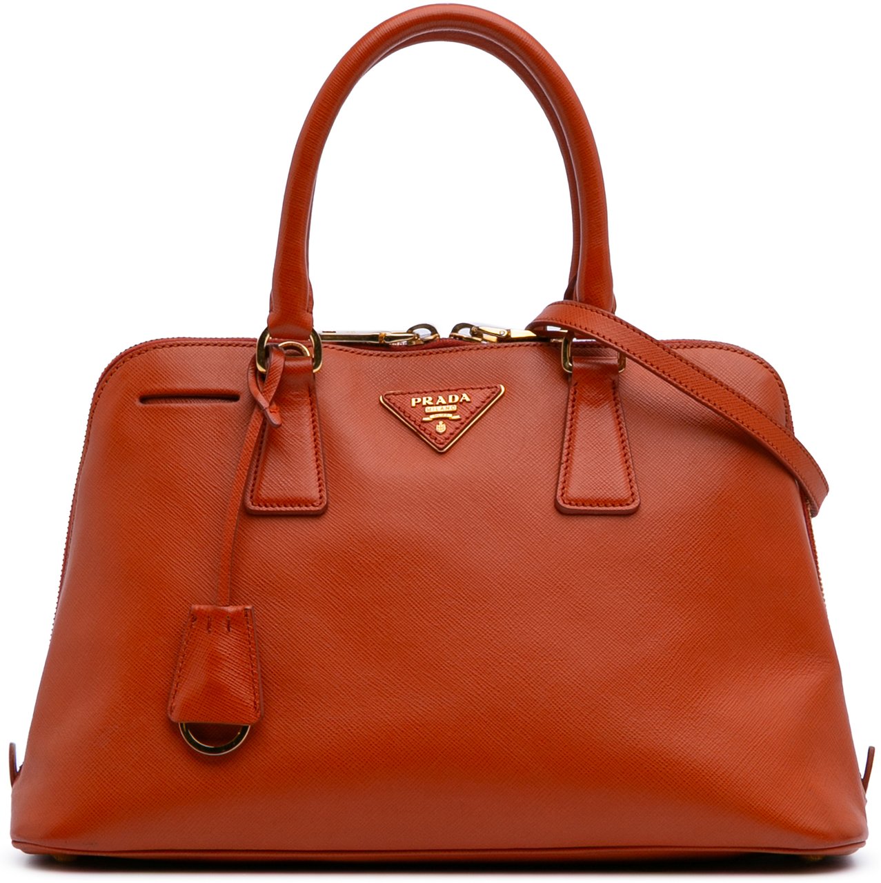 Prada Medium Saffiano Lux Promenade Satchel Oranje