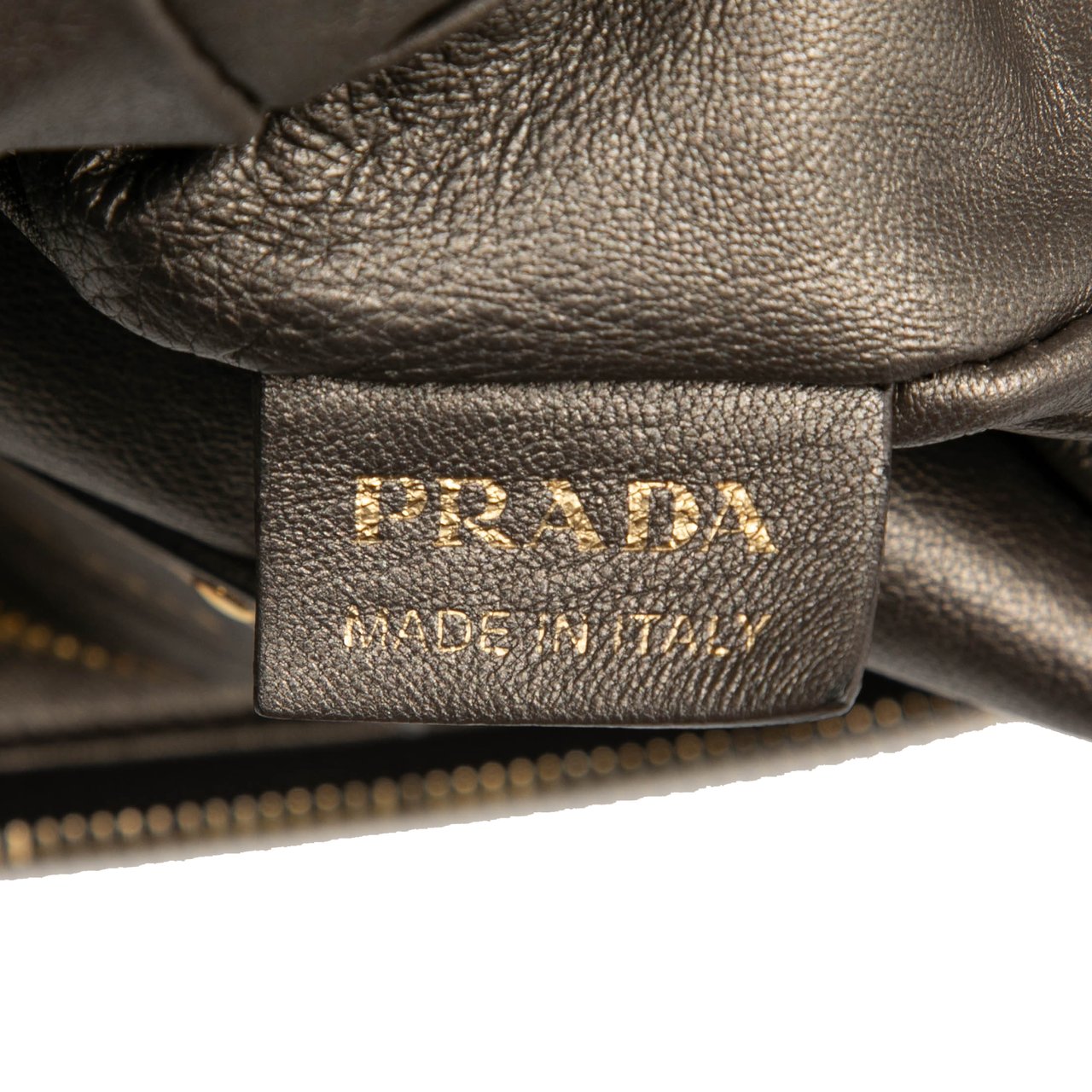 Prada Cervo Lux Lace Print Bauletto Handbag Bruin