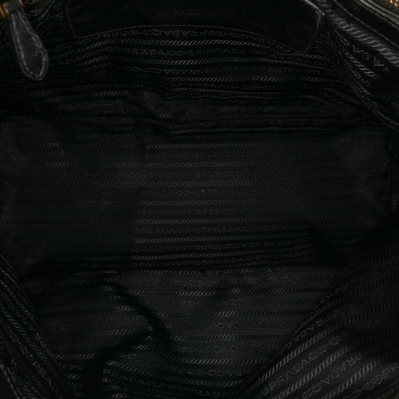 Prada Soft Calf Open Convertible Shopping Tote Zwart
