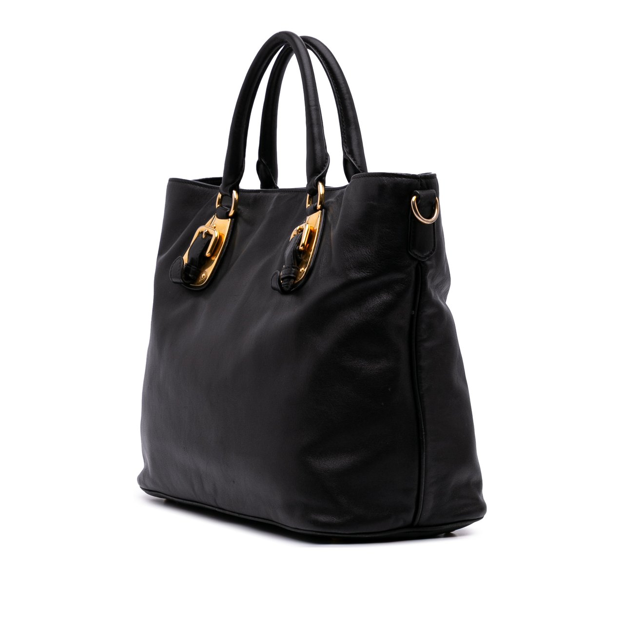 Prada Soft Calf Open Convertible Shopping Tote Zwart