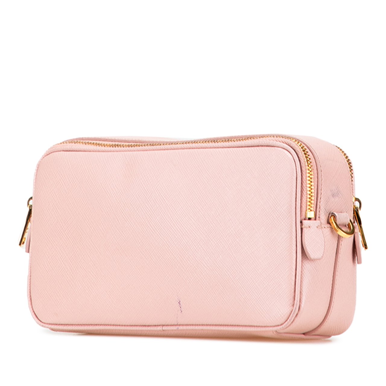 Prada Mini Saffiano Double Zip Crossbody Roze