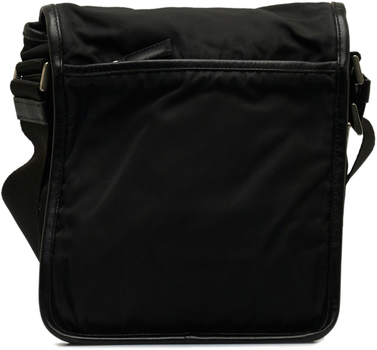Prada Tessuto Buckle Messenger Bag Zwart