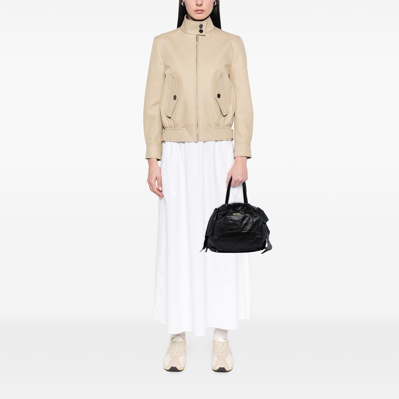 Prada Nappa Antique Bow Satchel Zwart