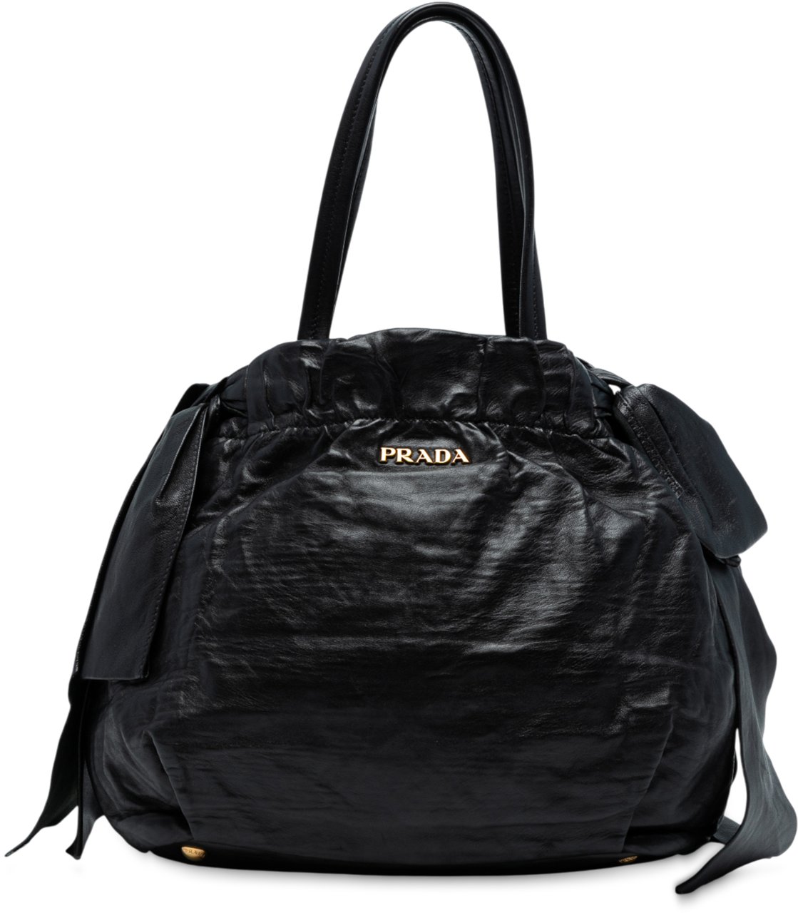 Prada Nappa Antique Bow Satchel Zwart