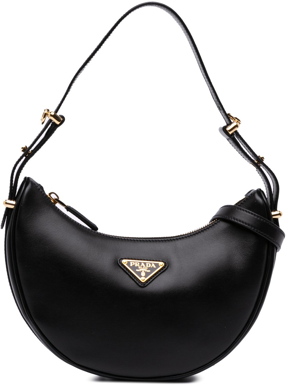 Prada Small Soft Calf Arque Satchel Zwart