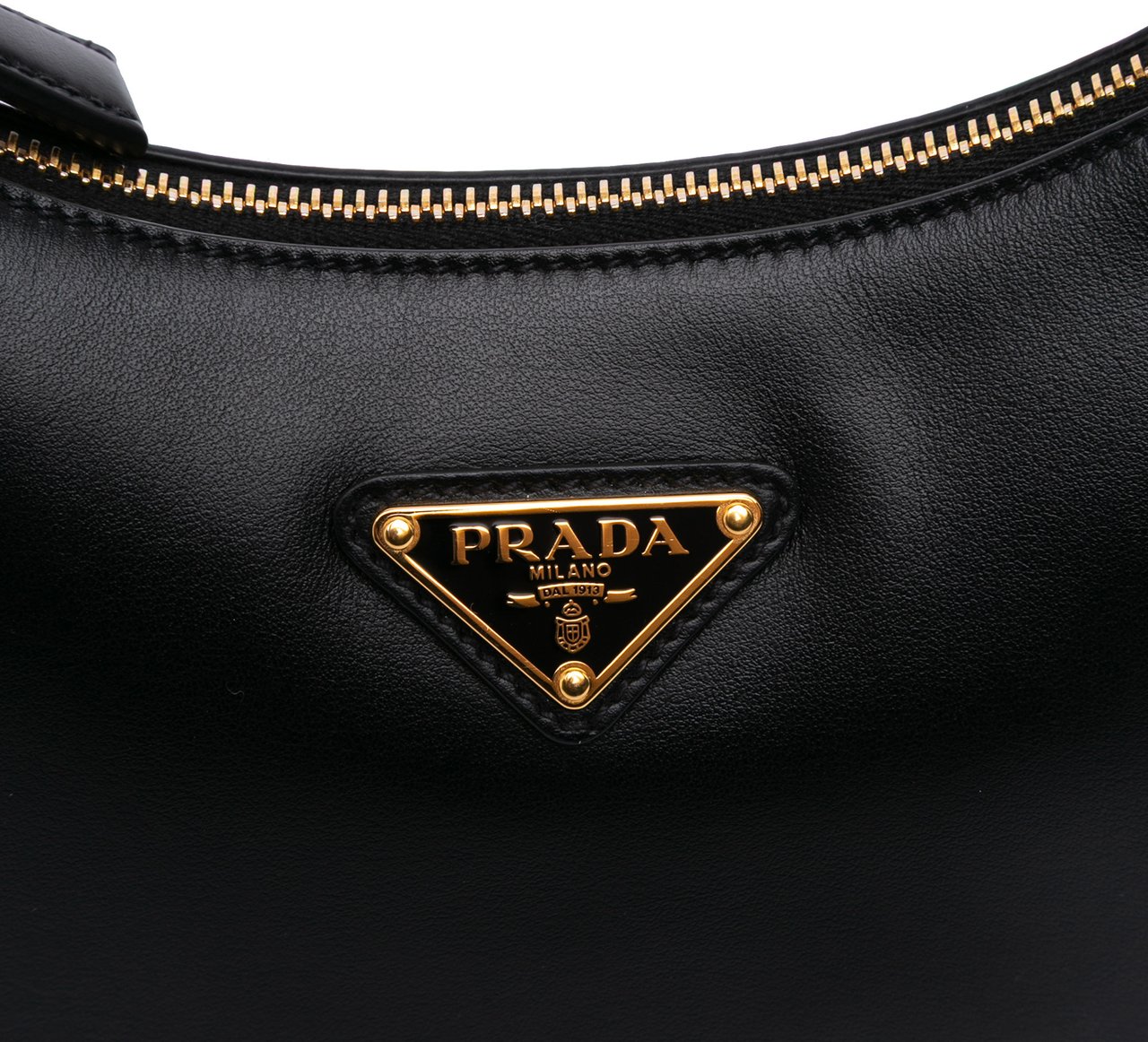 Prada Small Soft Calf Arque Satchel Zwart