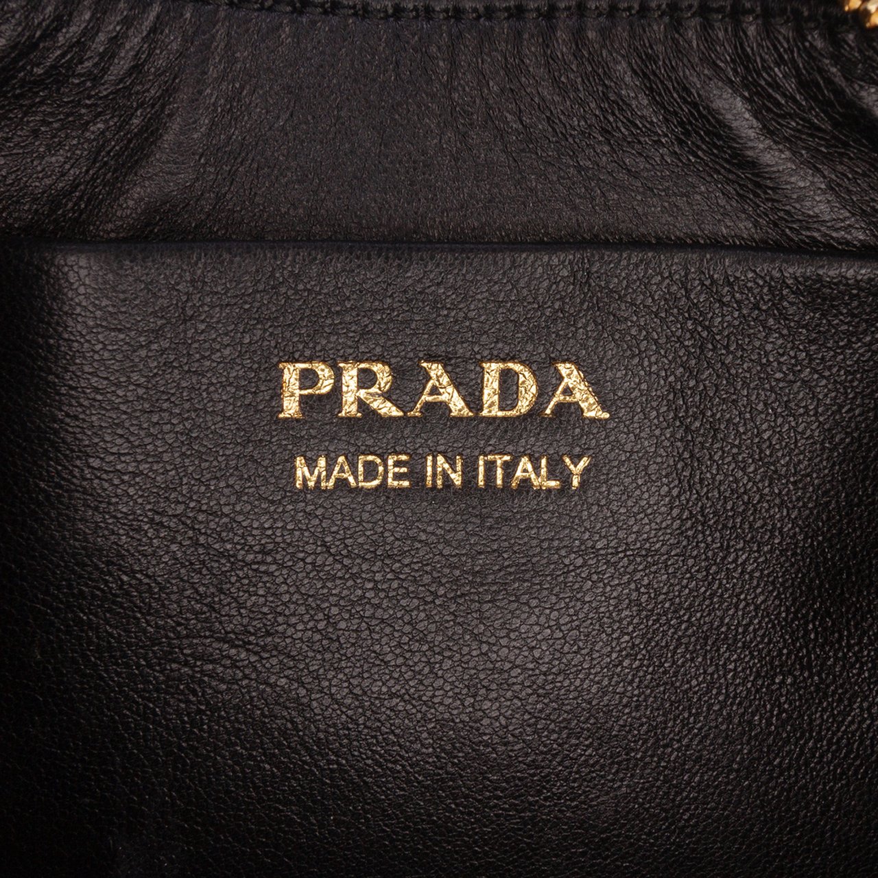 Prada Small Soft Calf Arque Satchel Zwart