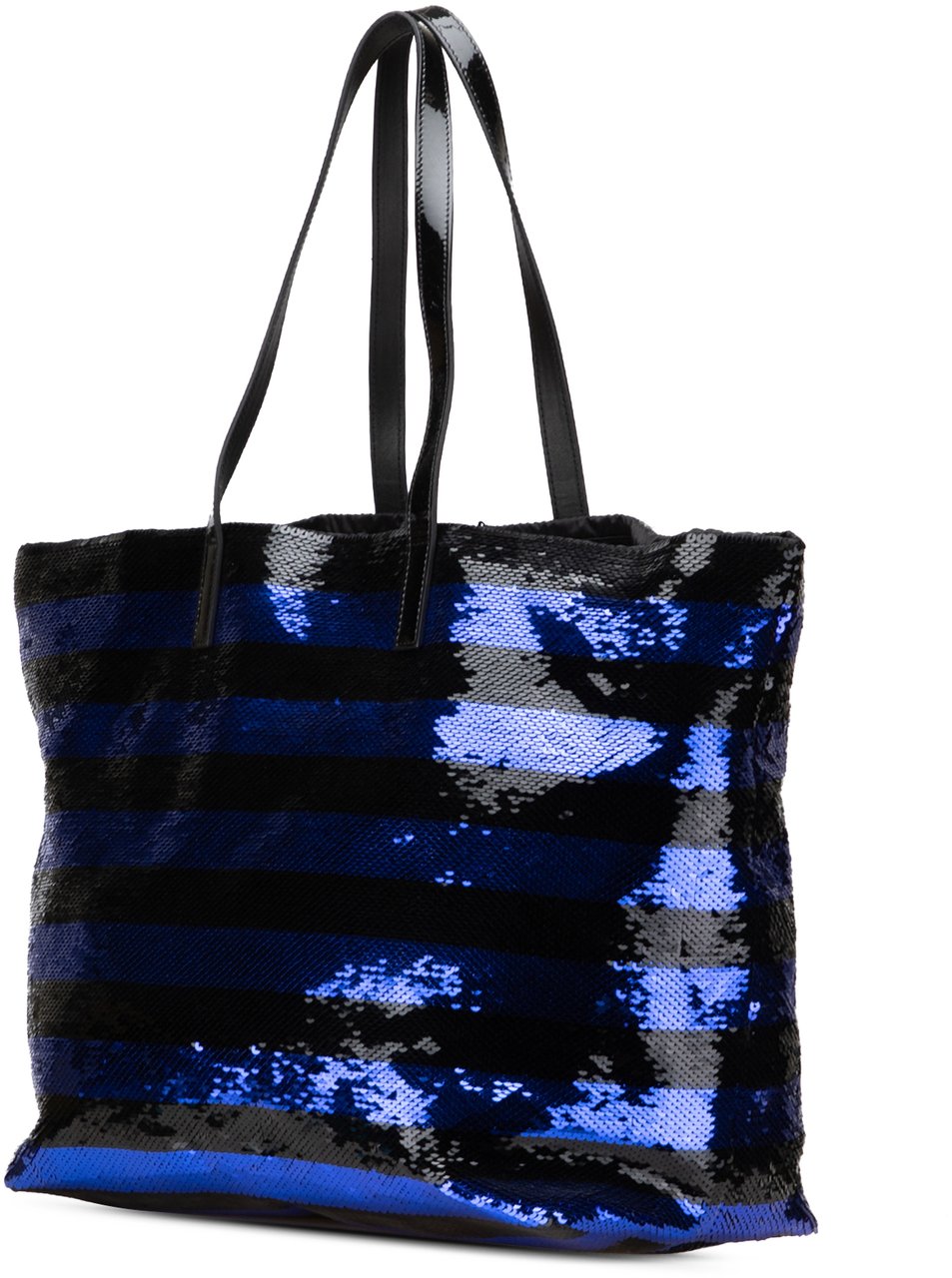 Prada Sequined Satin Stripes Tote Blauw