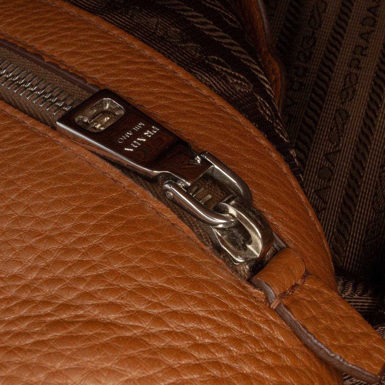 Prada Vitello Daino Open Convertible Tote Bruin