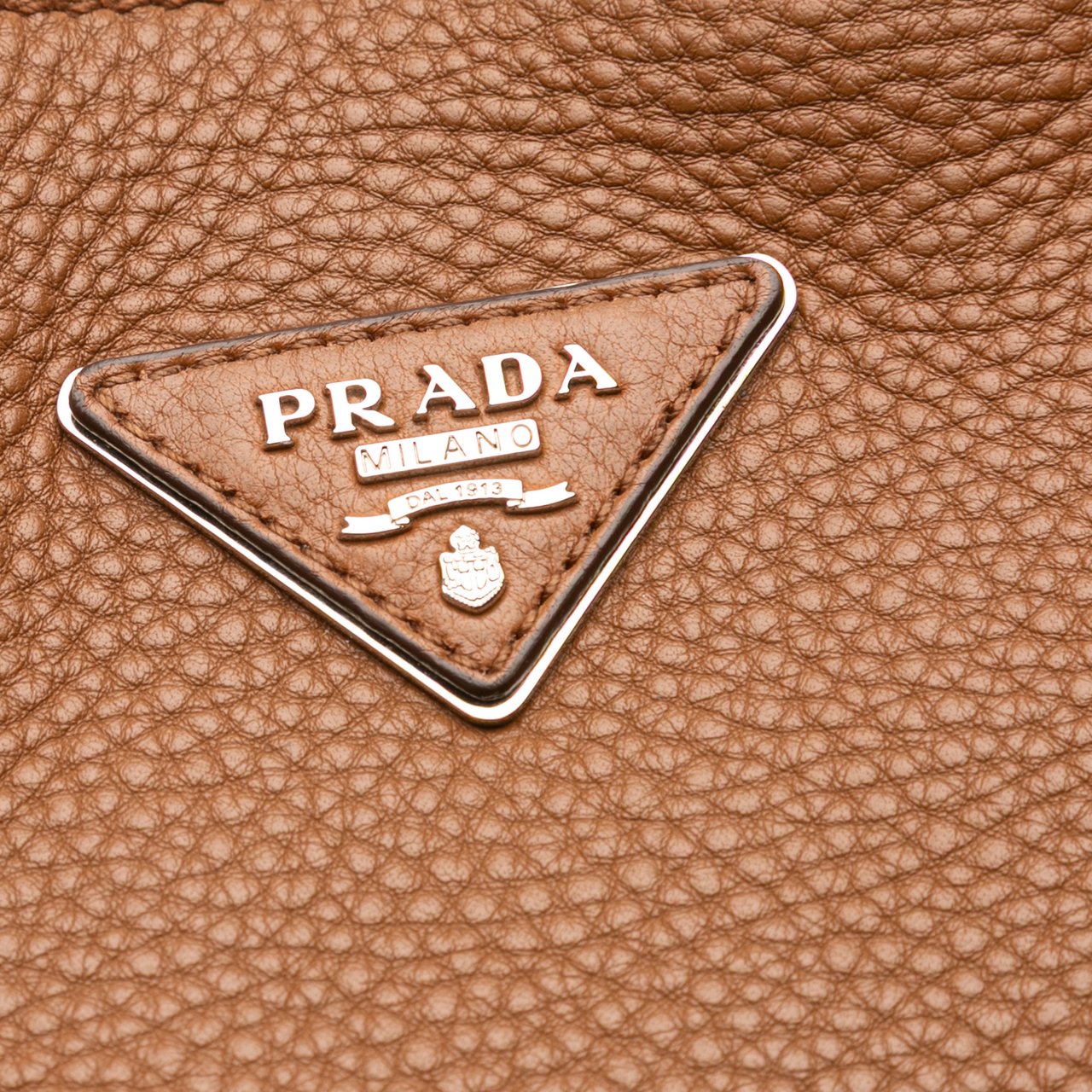 Prada Vitello Daino Open Convertible Tote Bruin