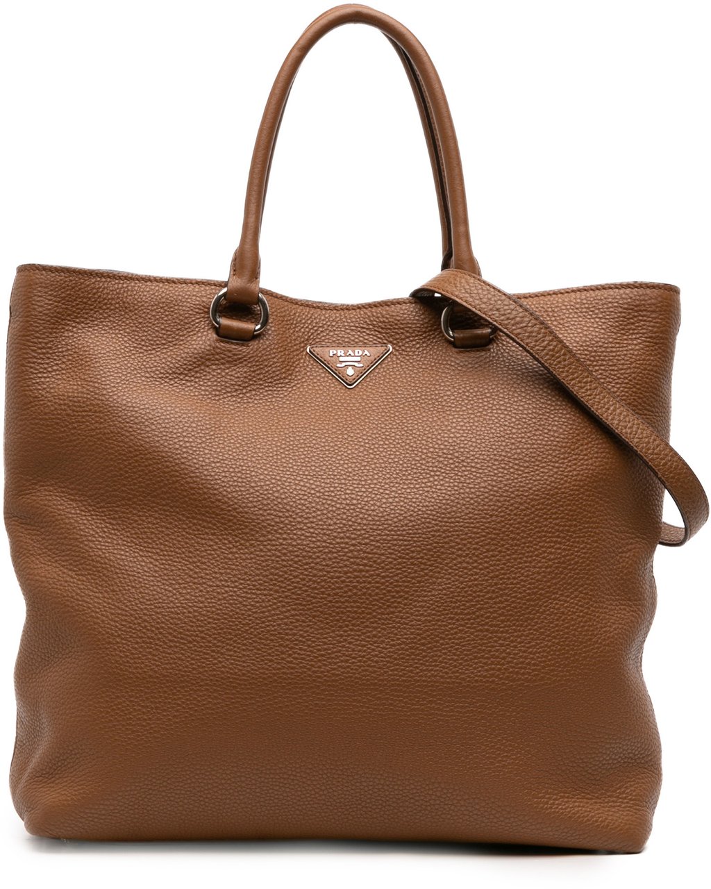 Prada Vitello Daino Open Convertible Tote Bruin