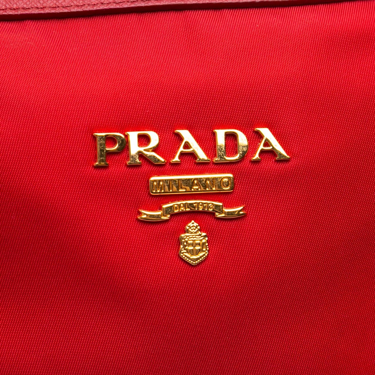 Prada Saffiano Trimmed Tessuto Dome Satchel Rood
