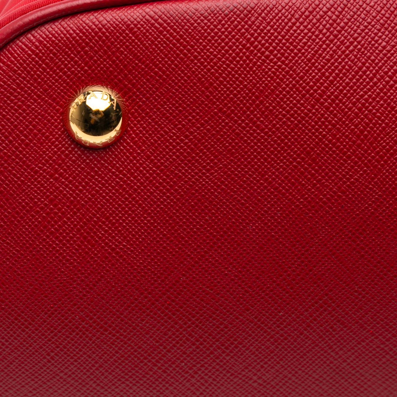 Prada Saffiano Trimmed Tessuto Dome Satchel Rood