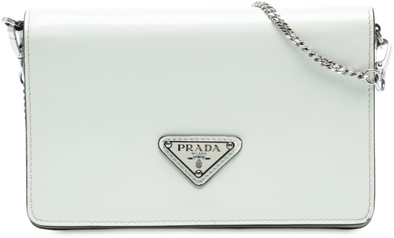 Prada Mini Brushed Leather Chain Crossbody Wit