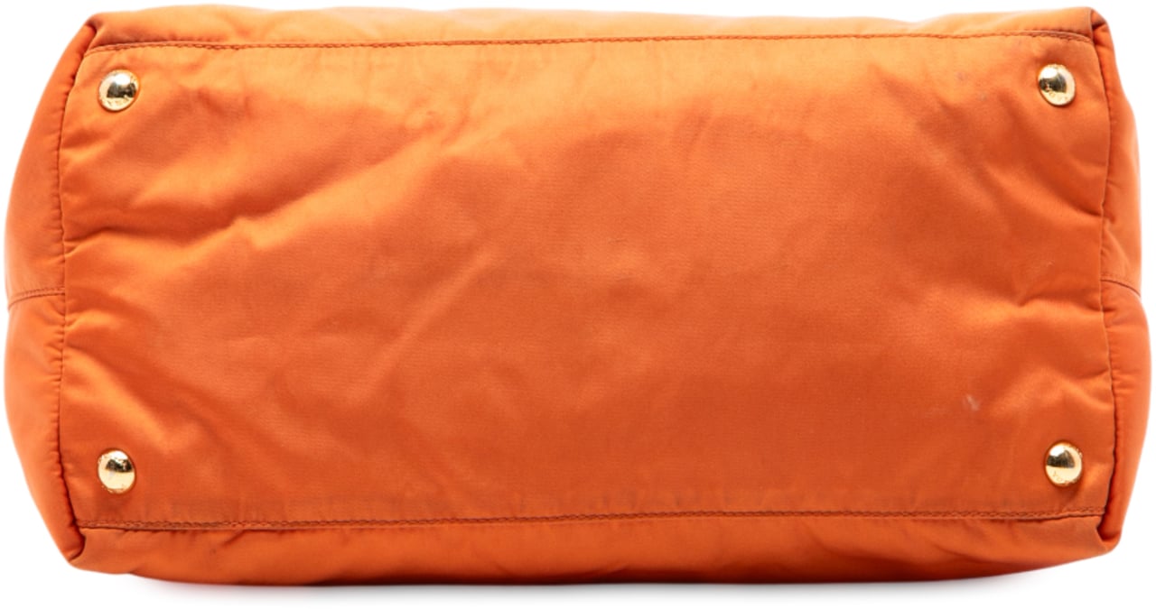 Prada Saffiano Trimmed Tessuto Satchel Oranje