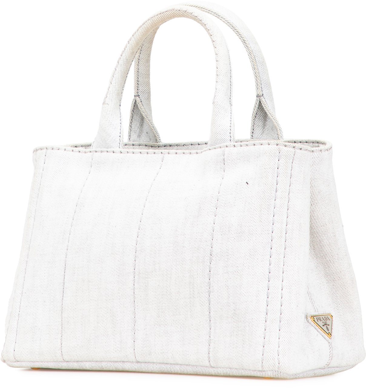 Prada Small Denim Canapa Logo Satchel Grijs