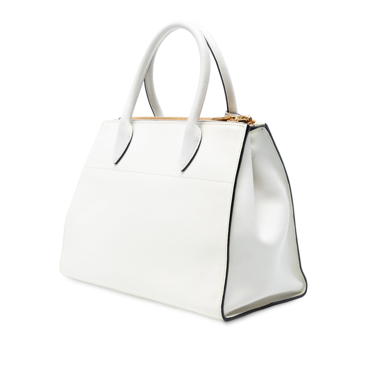 Prada City Calf Trimmed Saffiano Greche Paradigme Bag Wit