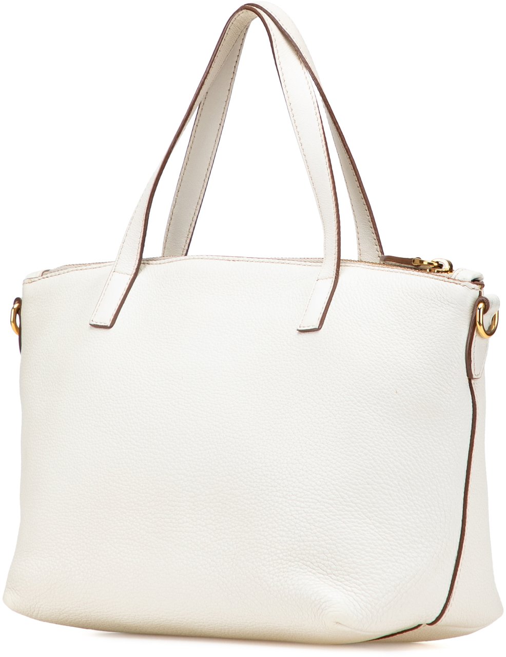 Prada Vitello Daino Front Pocket Tote Wit