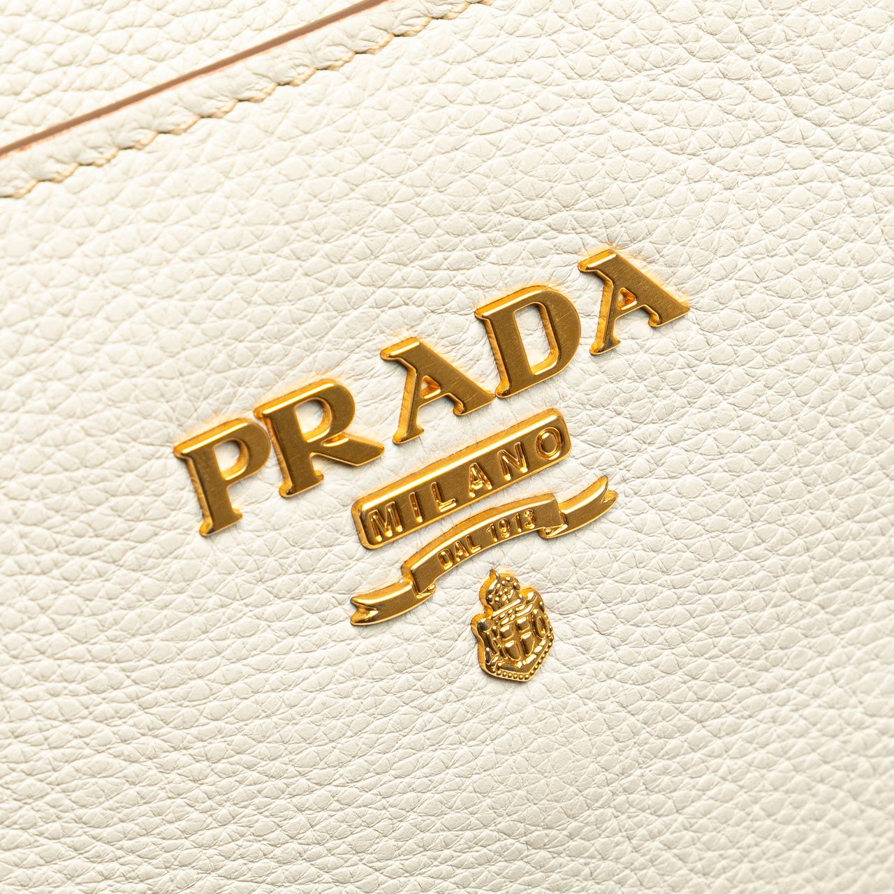 Prada Vitello Daino Front Pocket Tote Wit