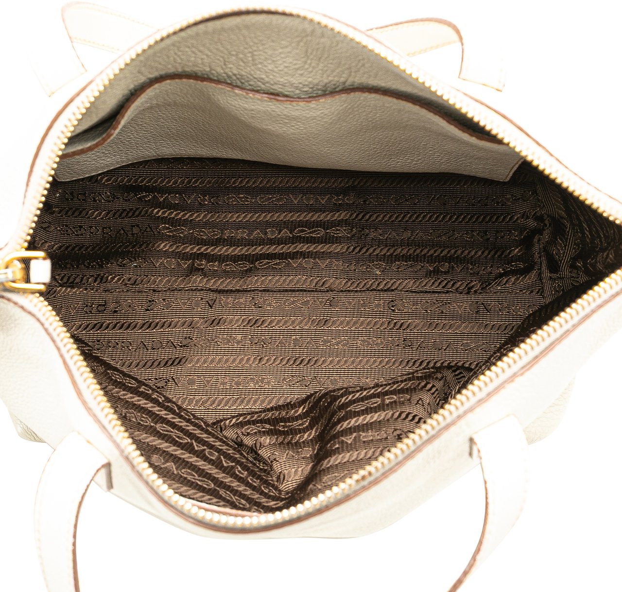 Prada Vitello Daino Front Pocket Tote Wit